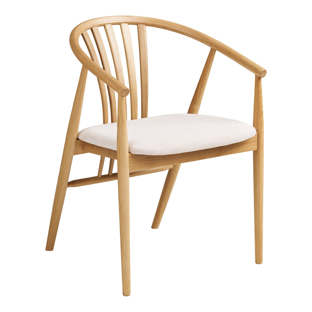 Scaun de dining, lemn de stejar, șezut din material textil, natur/nisipiu, HN1286