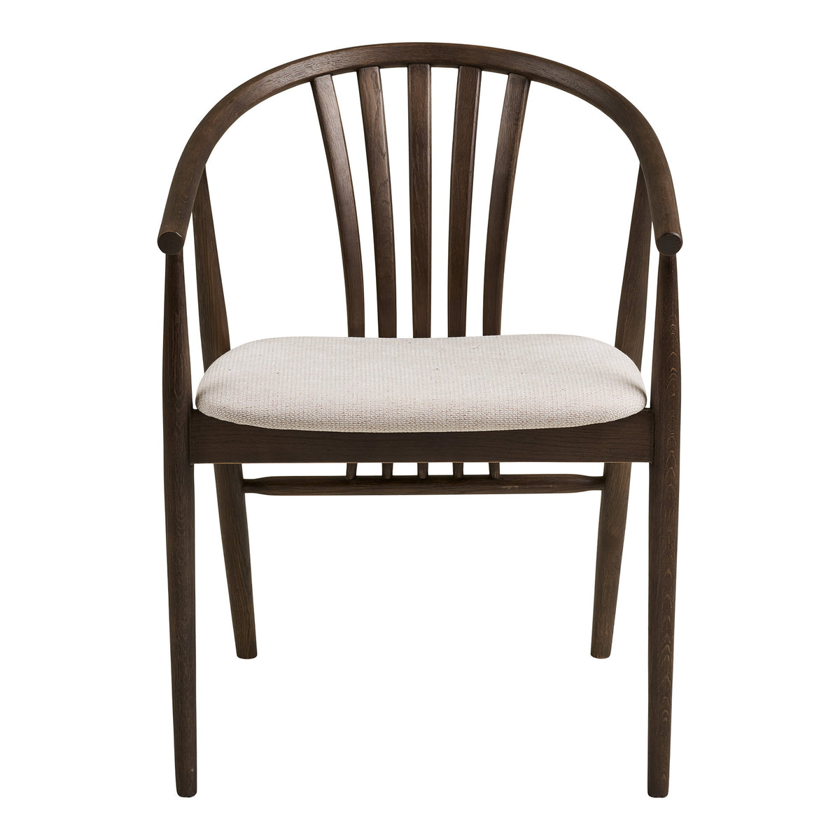 Scaun de dining, lemn de stejar, șezut din material textil, fumuriu/nisipiu, HN1286