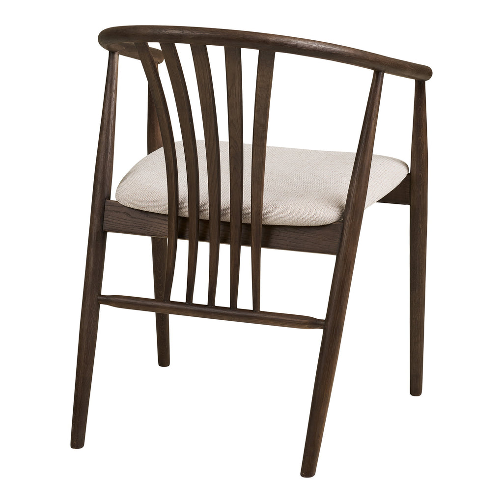 Scaun de dining, lemn de stejar, șezut din material textil, fumuriu/nisipiu, HN1286