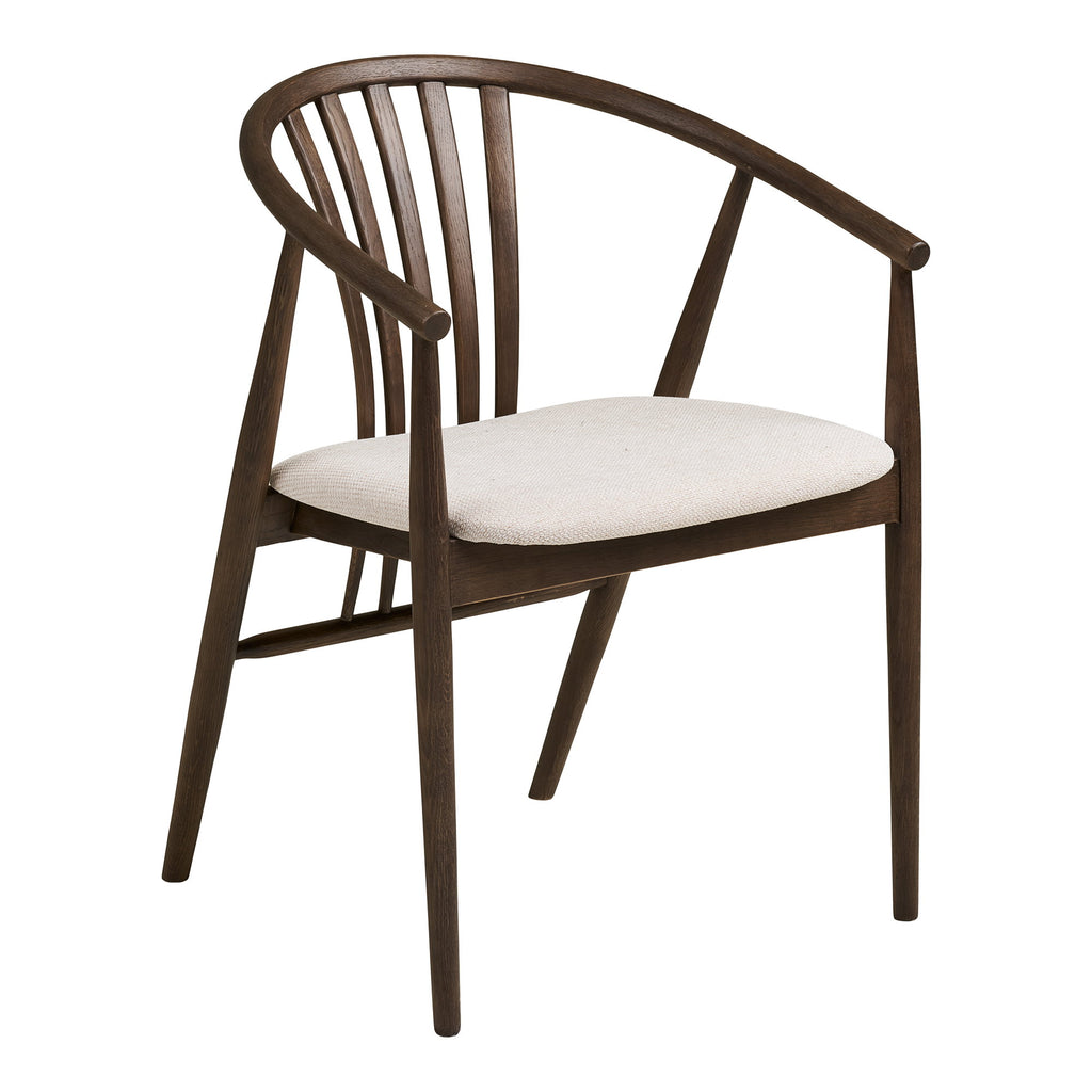 Scaun de dining, lemn de stejar, șezut din material textil, fumuriu/nisipiu, HN1286