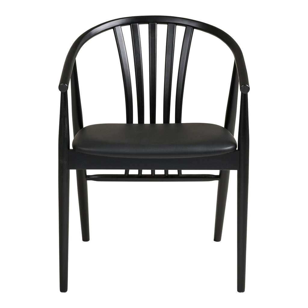 Scaun de dining, lemn de stejar, șezut din piele sintetică PU, negru, HN1219