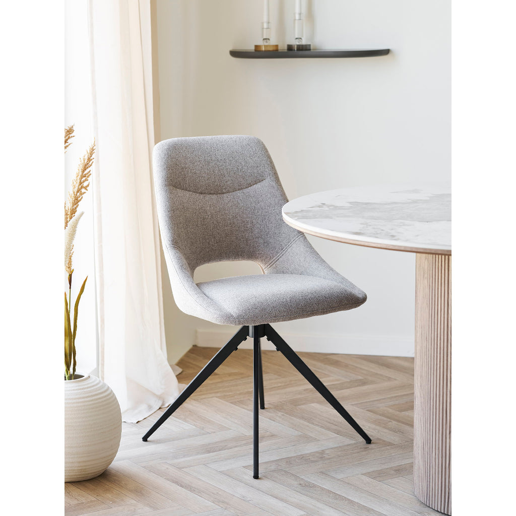 Scaun de dining rotativ, nisipiu, picioare negre, HN1088