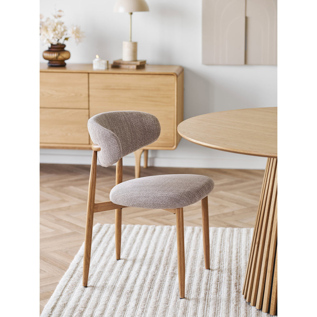 Scaun de dining, nisipiu, picioare cu aspect de lemn, stejar, HN1302