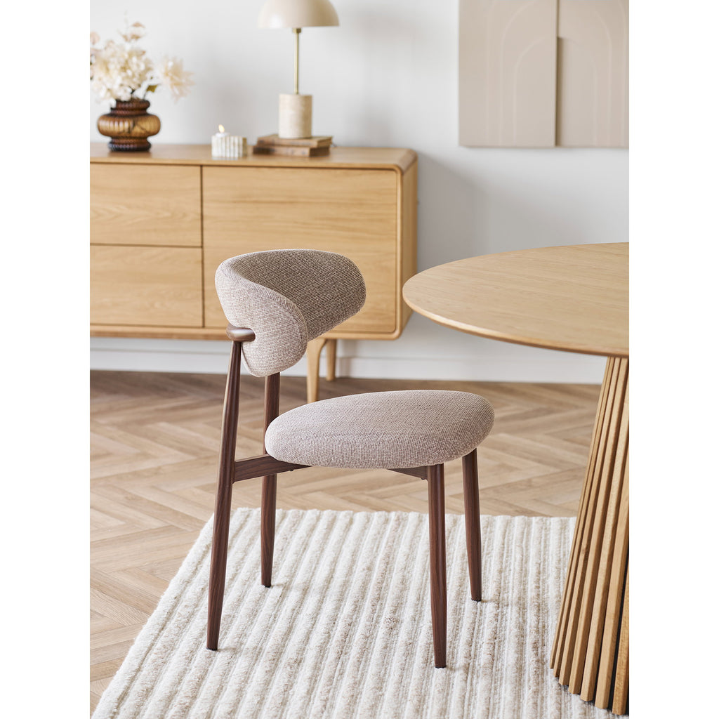 Scaun de dining, nisipiu, picioare cu aspect de lemn, nuc, HN1302