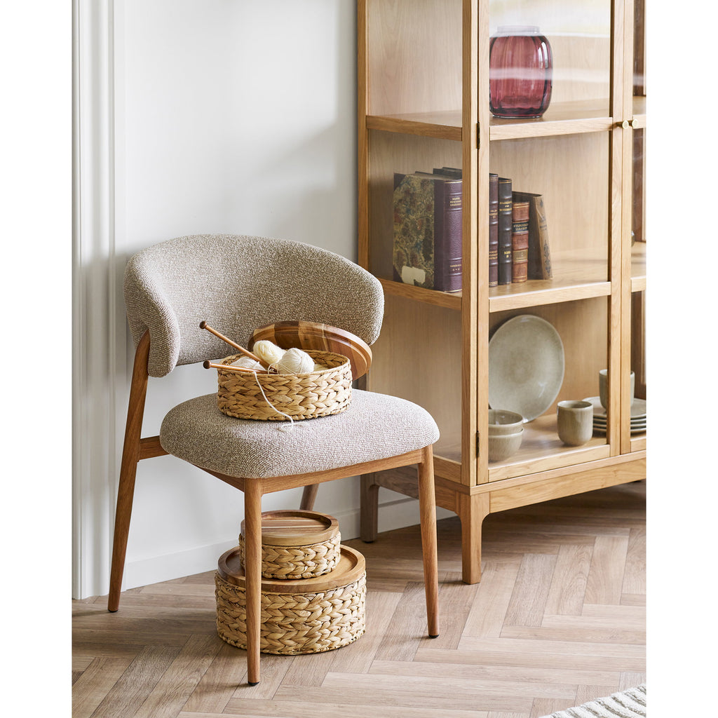 Scaun de dining, nisipiu, picioare cu aspect de lemn, natur, HN1322