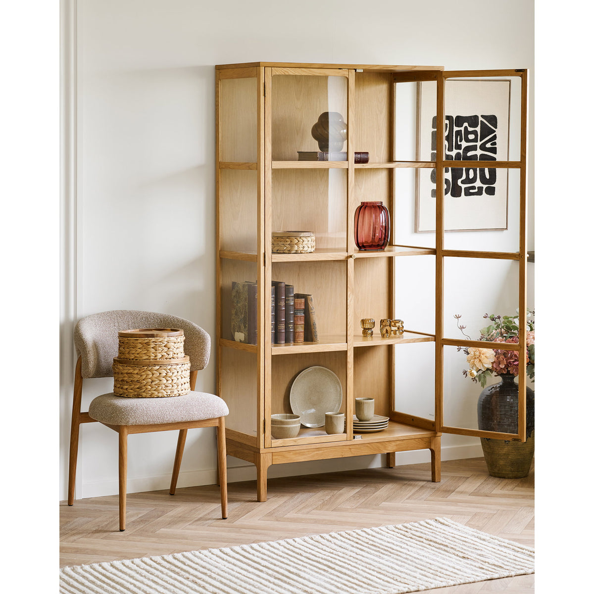 Scaun de dining, nisipiu, picioare cu aspect de lemn, natur, HN1322