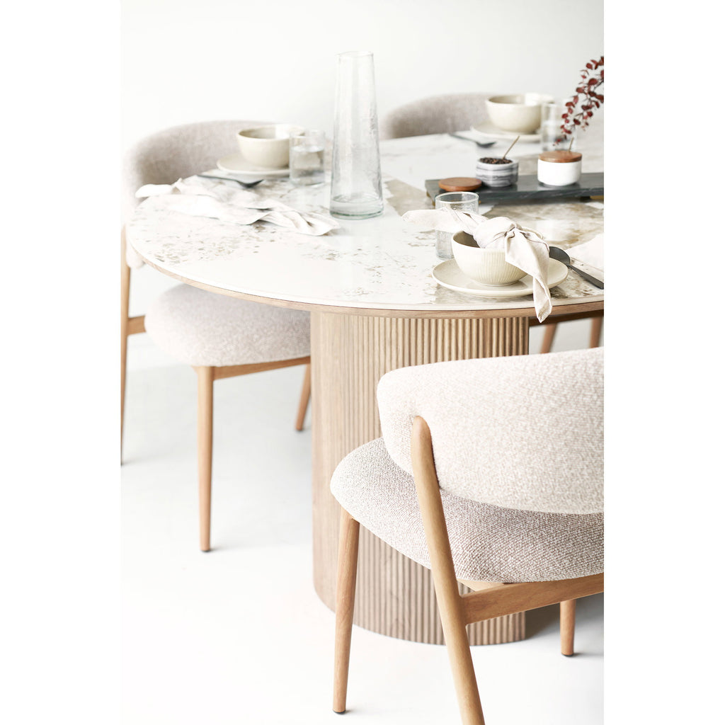 Scaun de dining, nisipiu, picioare cu aspect de lemn, natur, HN1322