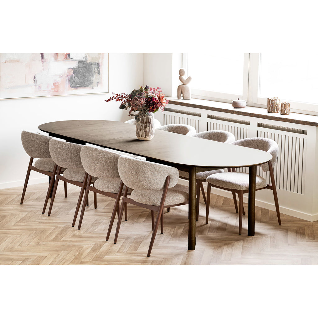 Scaun de dining, nisipiu, picioare cu aspect de lemn, maro închis, HN1322