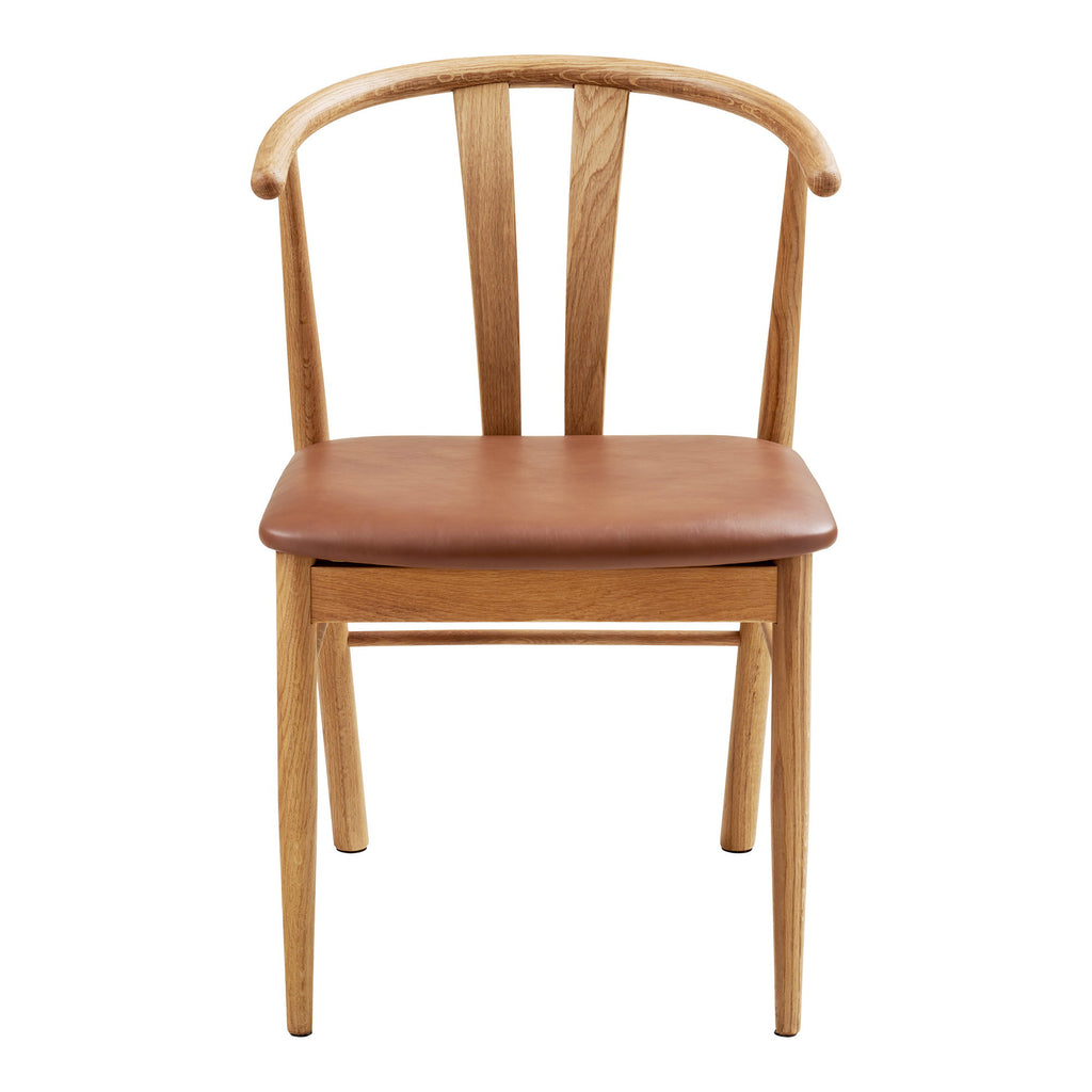 Scaun de dining, stejar/piele sintetică PU, natur/maro, HN1218