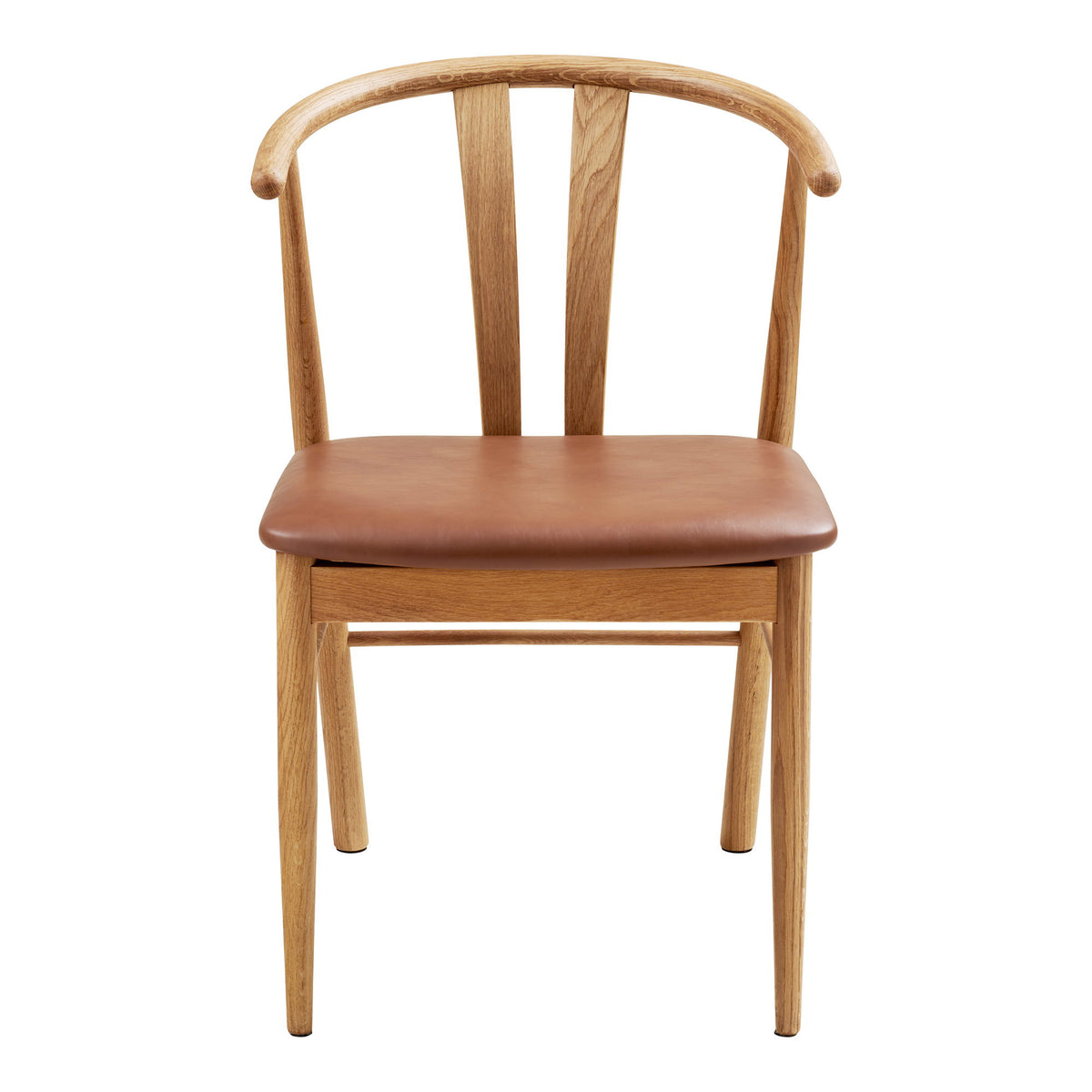 Scaun de dining, stejar/piele sintetică PU, natur/maro, HN1218