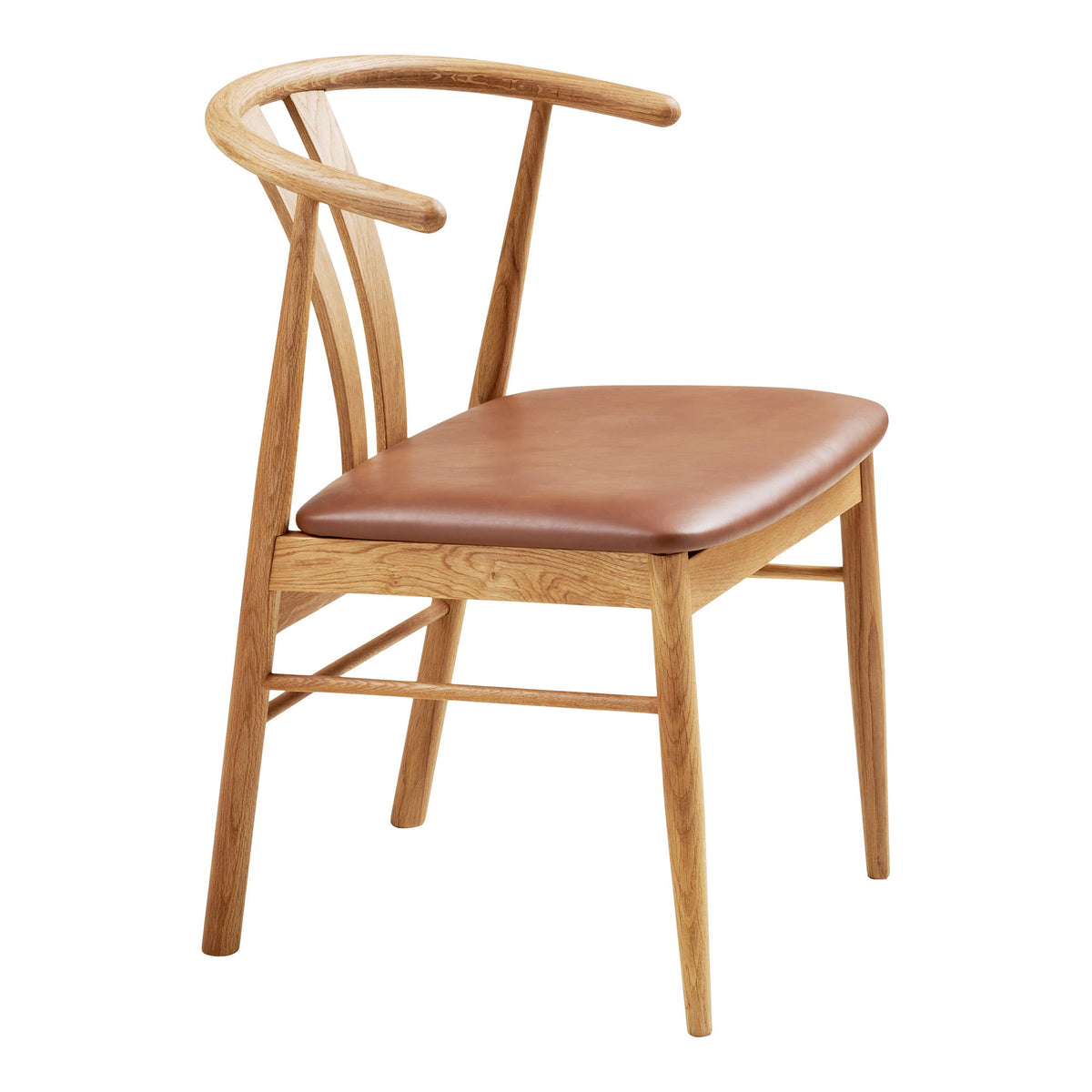 Scaun de dining, stejar/piele sintetică PU, natur/maro, HN1218