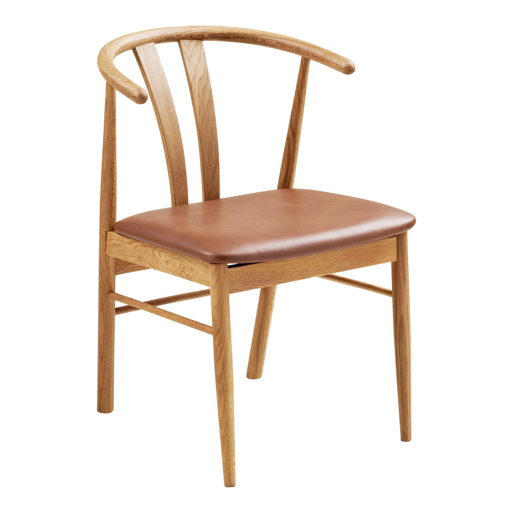 Scaun de dining, stejar/piele sintetică PU, natur/maro, HN1218