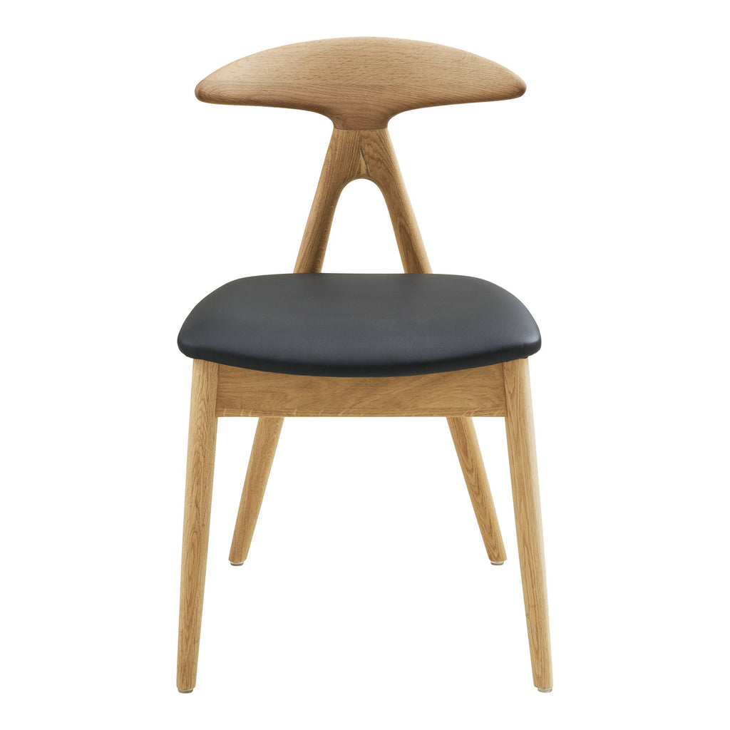 Scaun de dining, stejar/piele sintetică PU, natur/negru