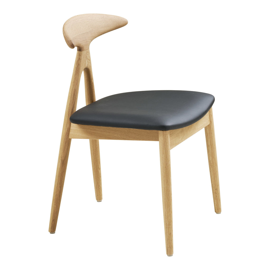 Scaun de dining, stejar/piele sintetică PU, natur/negru