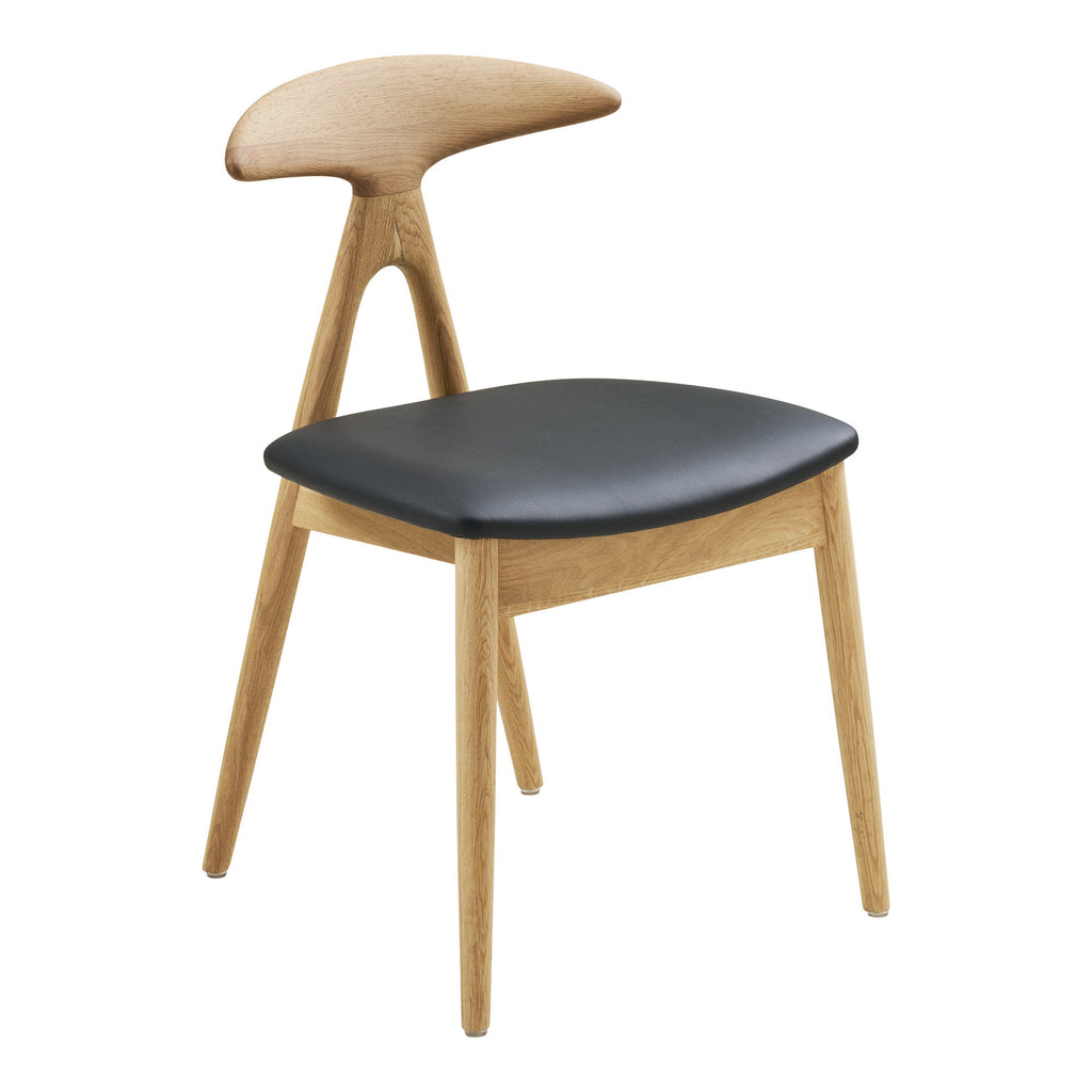 Scaun de dining, stejar/piele sintetică PU, natur/negru