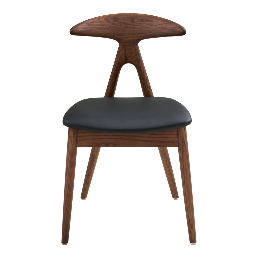 Scaun de dining, frasin/piele sintetică PU, maro închis/negru, HN1200