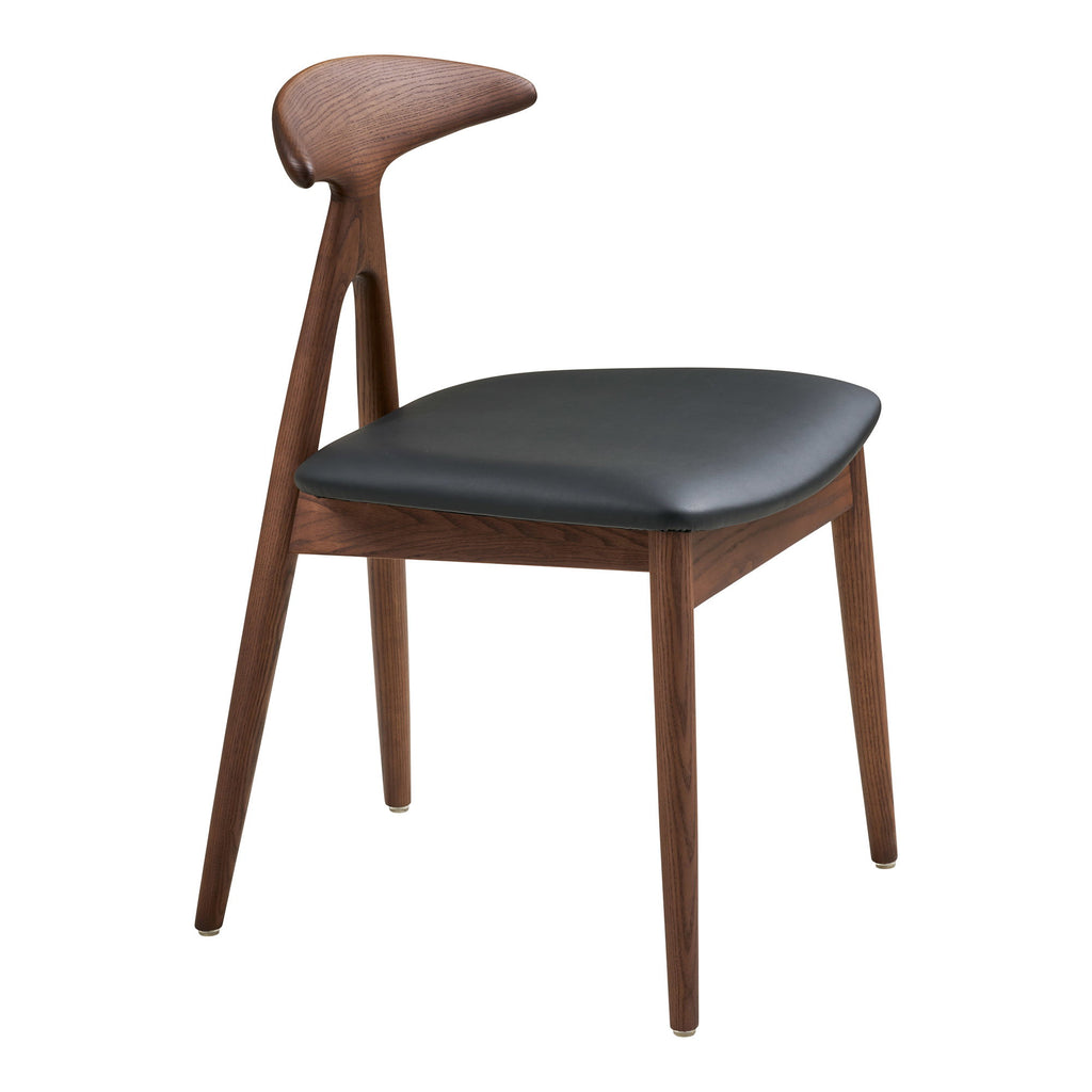 Scaun de dining, frasin/piele sintetică PU, maro închis/negru, HN1200