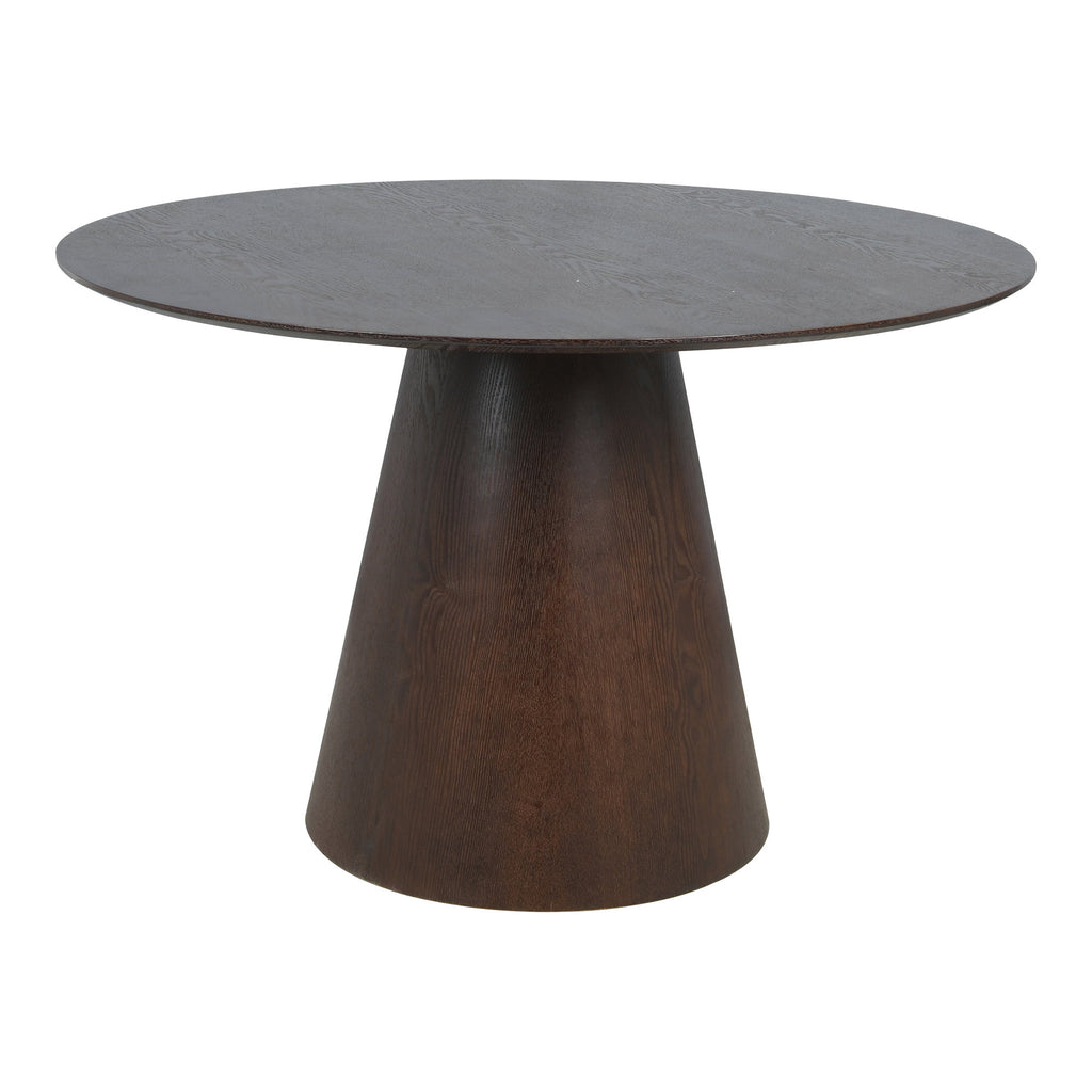 Masă de dining, furnir de nuc, maro închis, ø120x76 cm