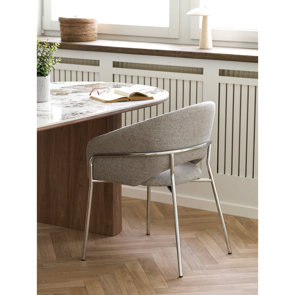 Scaun de dining, gri deschis, picioare cromate, HN1354
