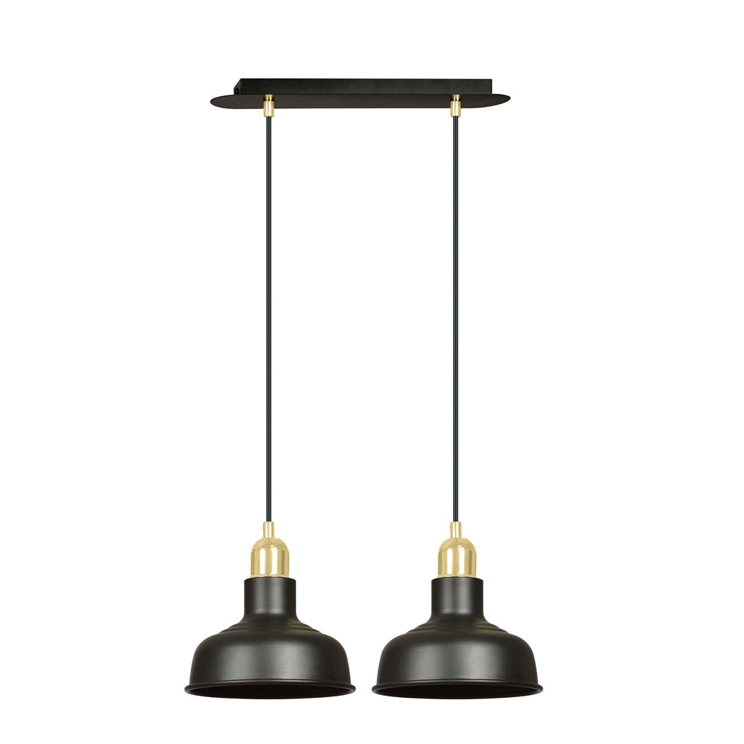 Lampa suspendata metalica neagra stil loft 2 lumini Ibor