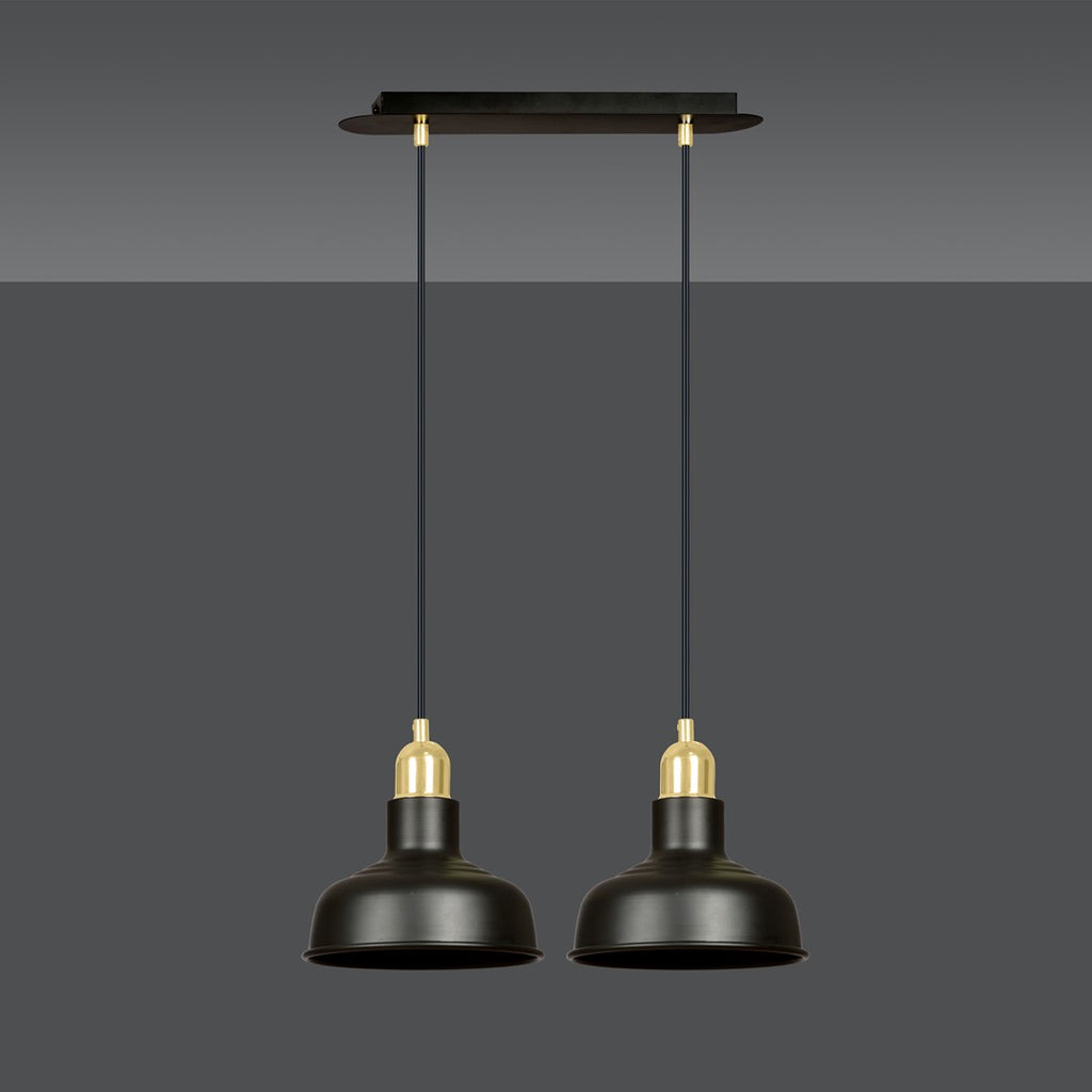Lampa suspendata metalica neagra stil loft 2 lumini Ibor