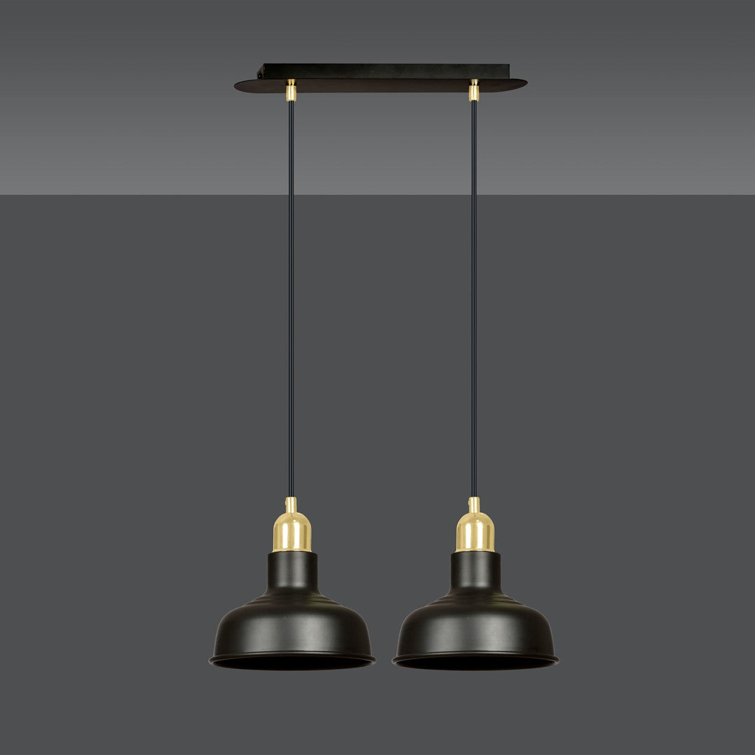 Lampa suspendata metalica neagra stil loft 2 lumini Ibor