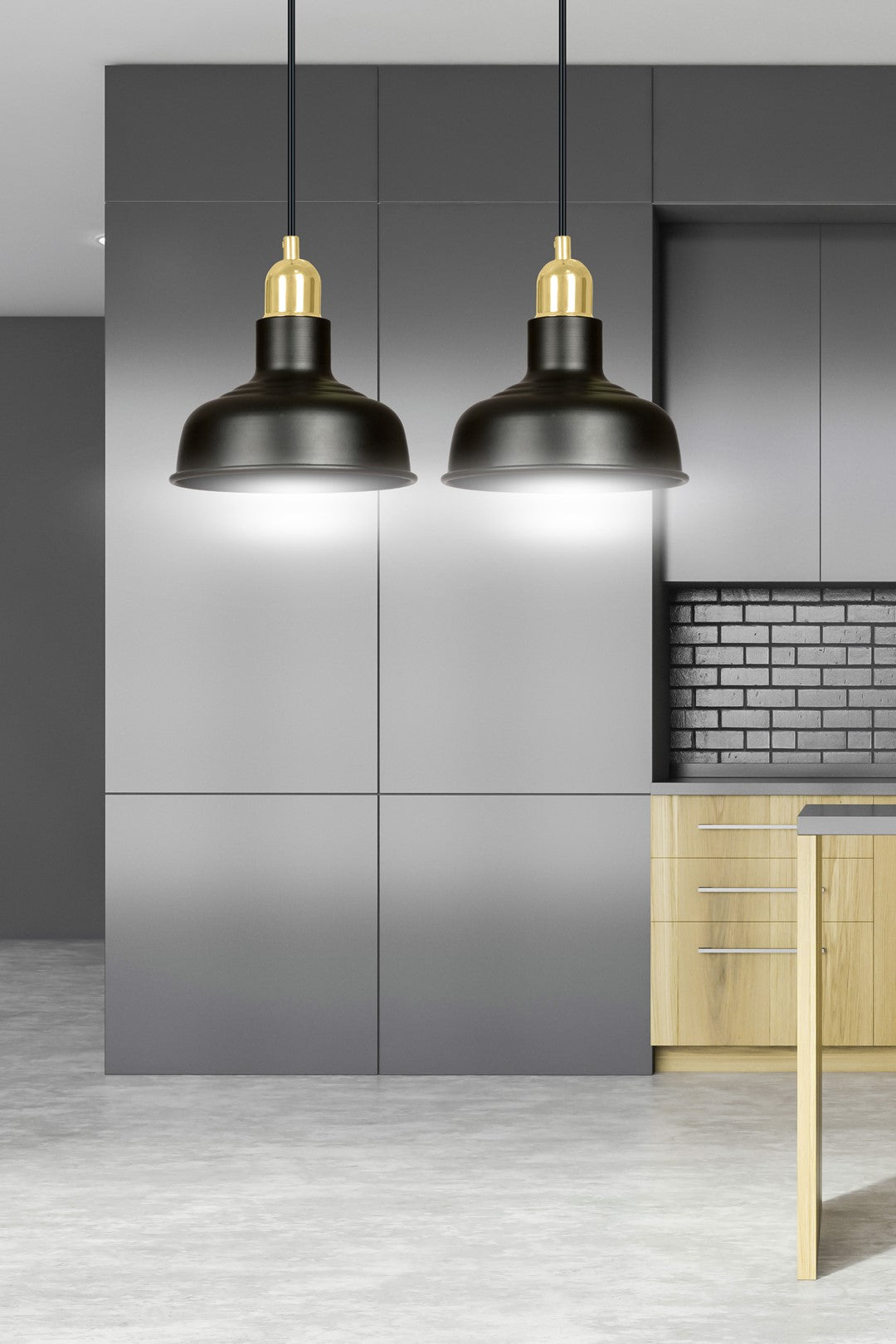 Lampa suspendata metalica neagra stil loft 2 lumini Ibor
