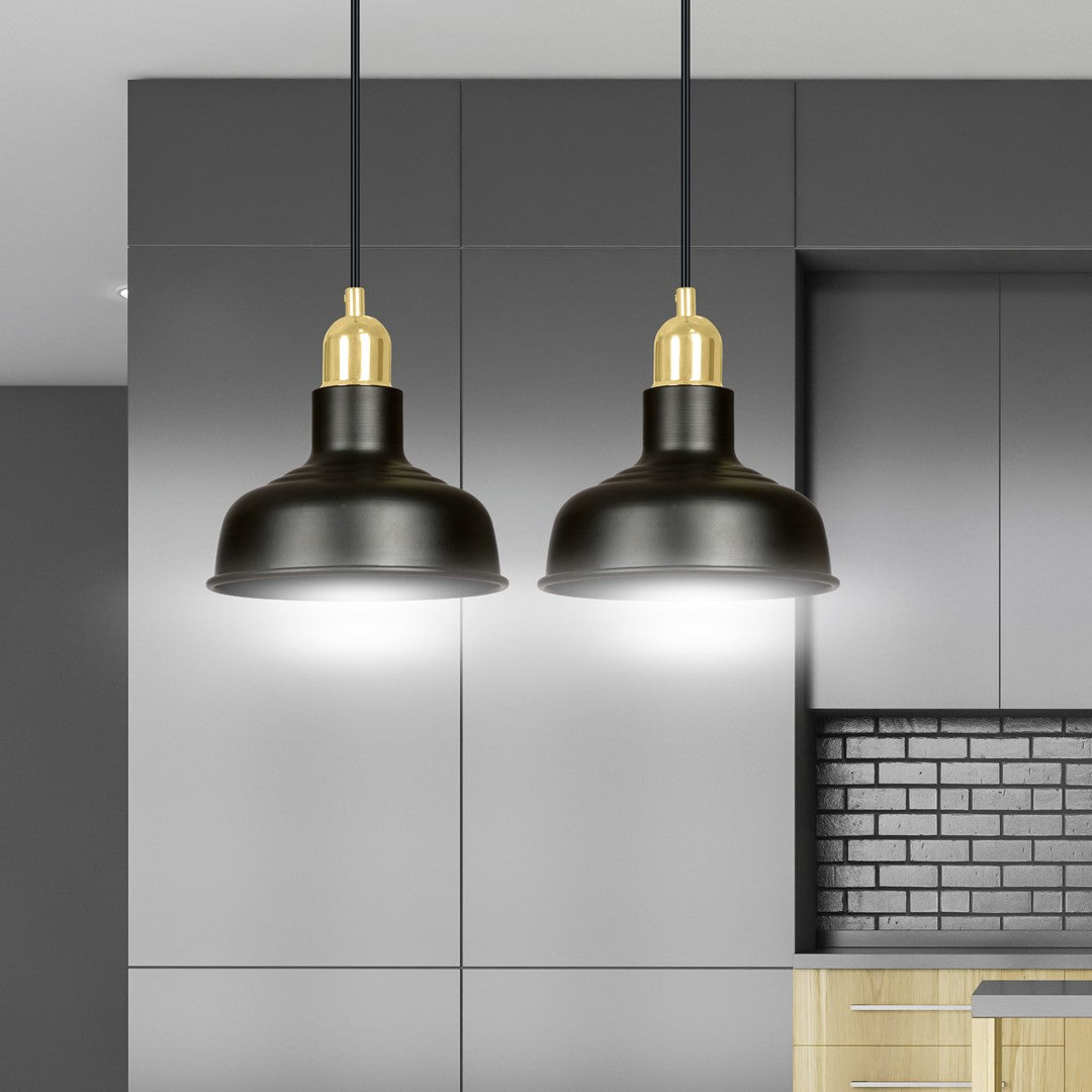 Lampa suspendata metalica neagra stil loft 2 lumini Ibor