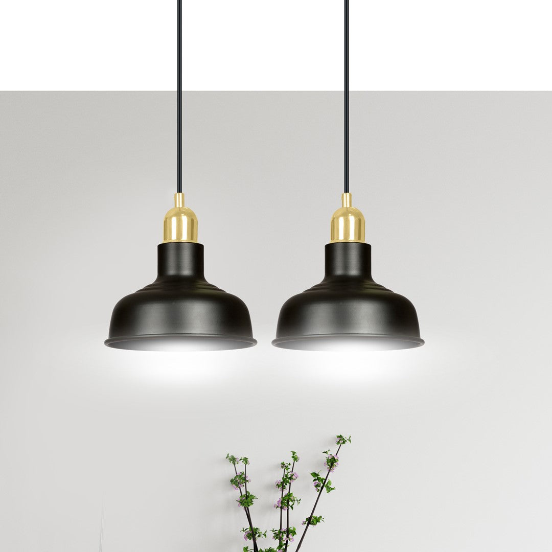 Lampa suspendata metalica neagra stil loft 2 lumini Ibor