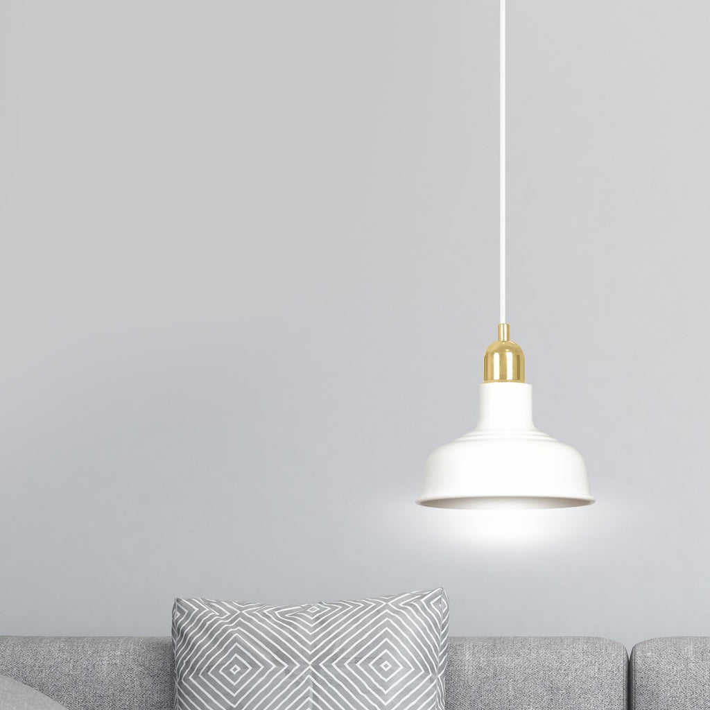 Lampa suspendata metalica alba stil loft Ibor