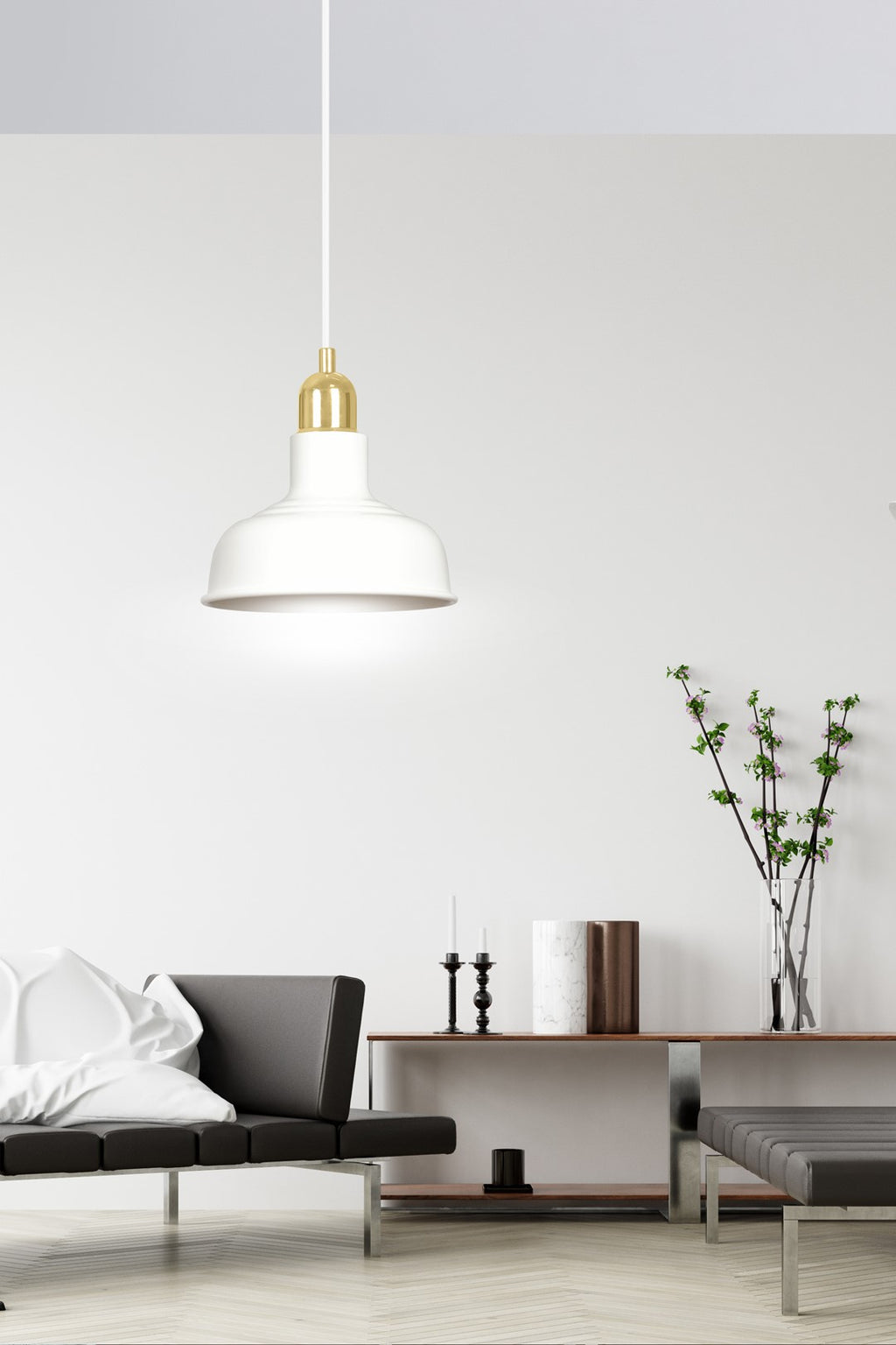 Lampa suspendata metalica alba stil loft Ibor