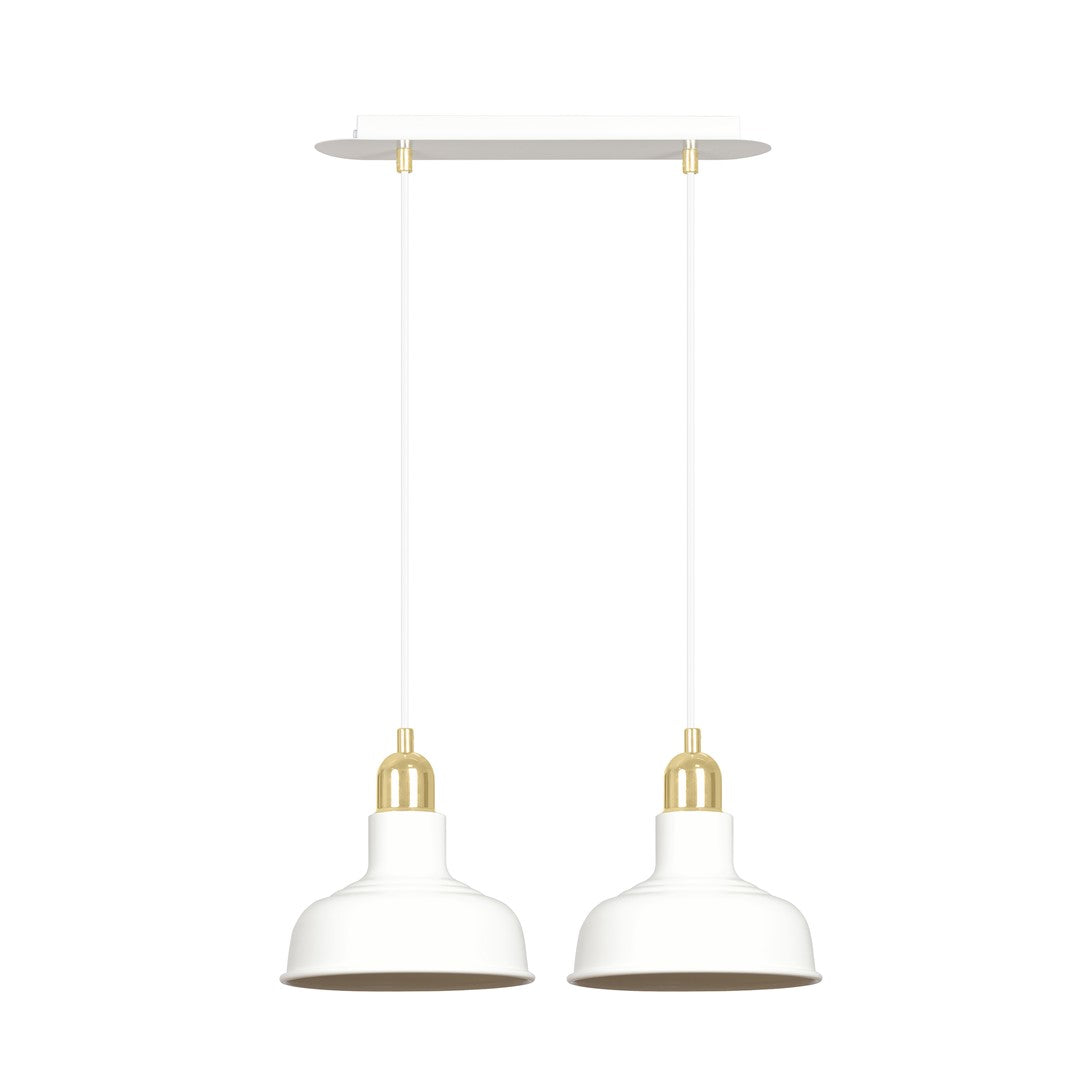 Lampa suspendata metalica alba stil loft 2 lumini Ibor