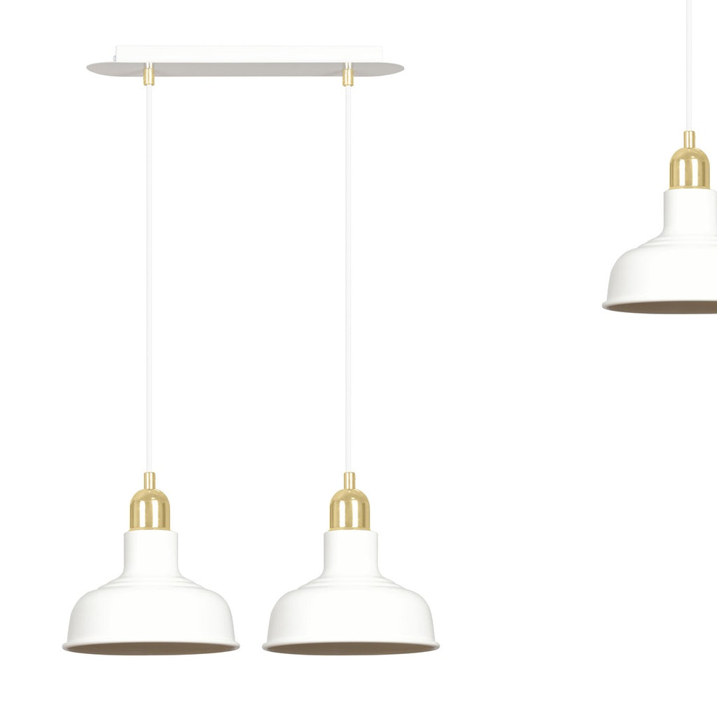 Lampa suspendata metalica alba stil loft 2 lumini Ibor
