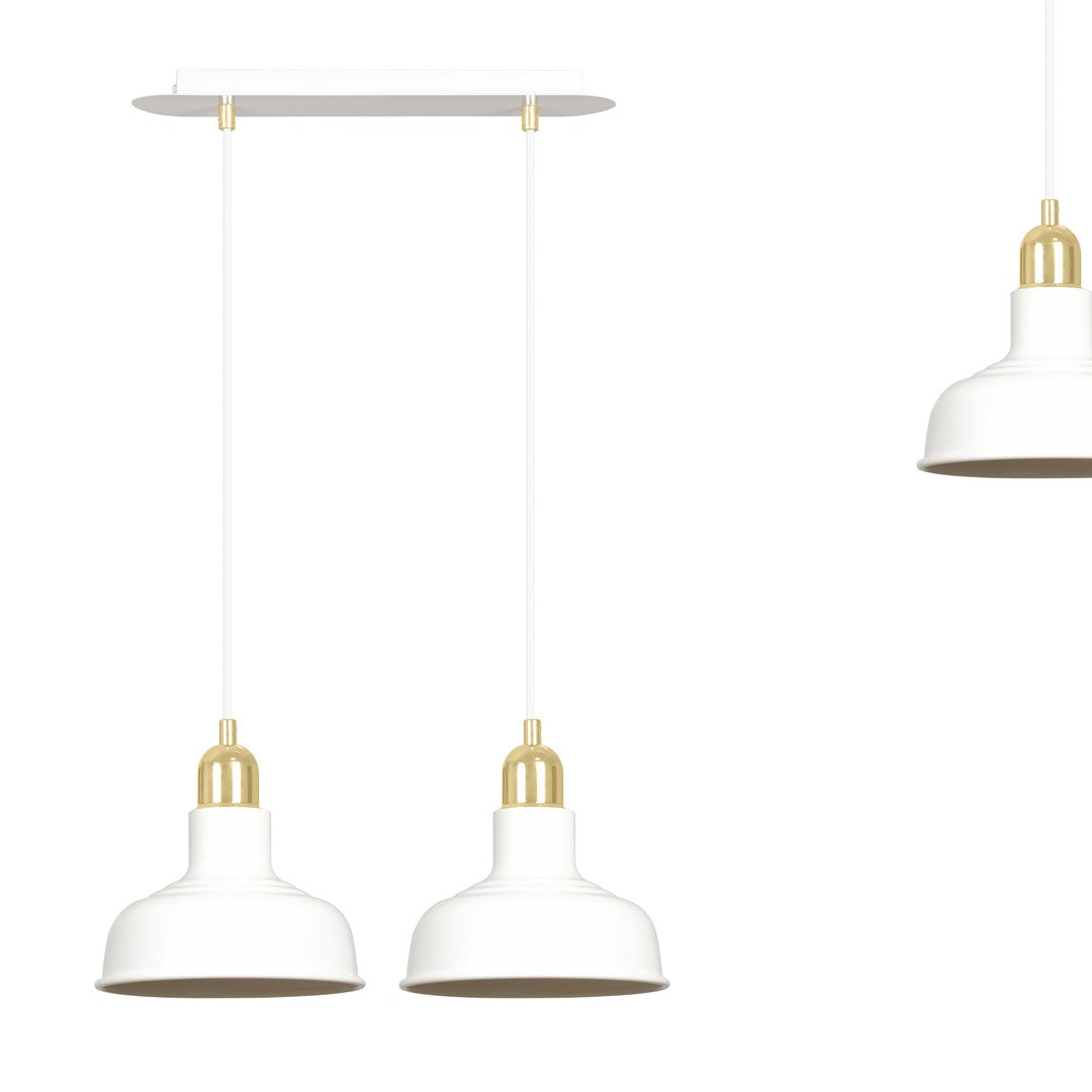 Lampa suspendata metalica alba stil loft 2 lumini Ibor