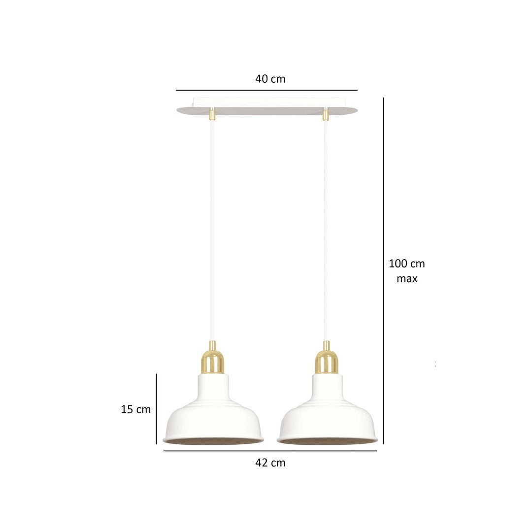 Lampa suspendata metalica alba stil loft 2 lumini Ibor