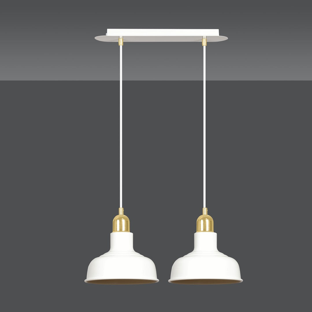 Lampa suspendata metalica alba stil loft 2 lumini Ibor