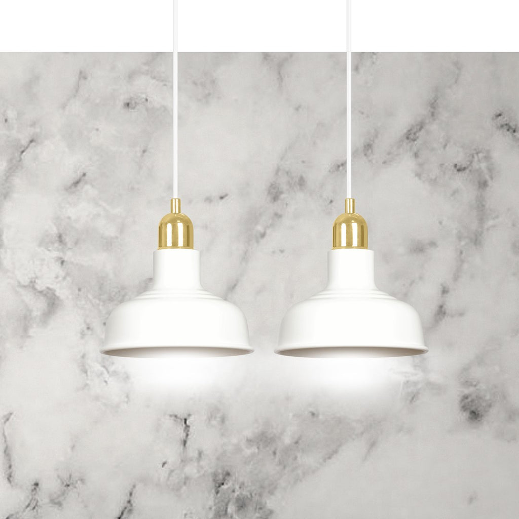 Lampa suspendata metalica alba stil loft 2 lumini Ibor