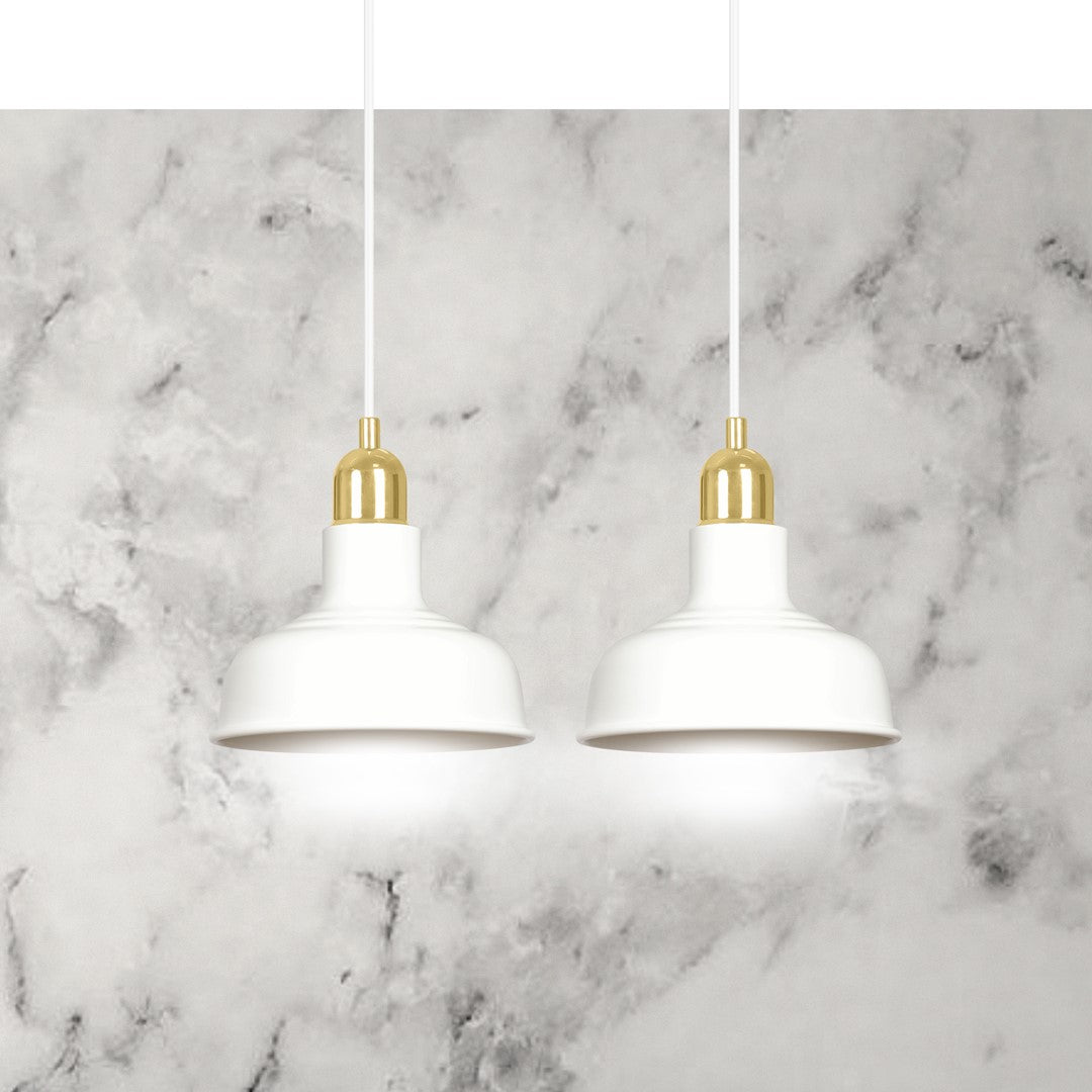 Lampa suspendata metalica alba stil loft 2 lumini Ibor