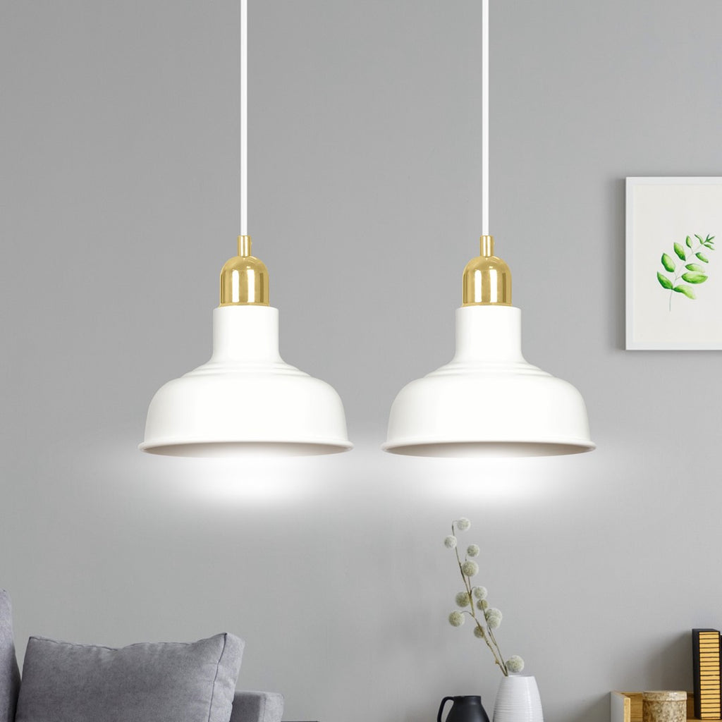 Lampa suspendata metalica alba stil loft 2 lumini Ibor