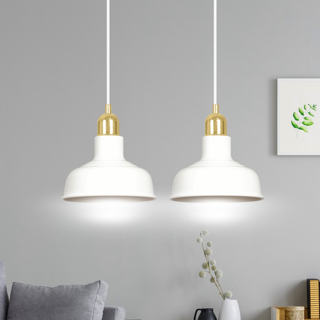 Lampa suspendata metalica alba stil loft 2 lumini Ibor