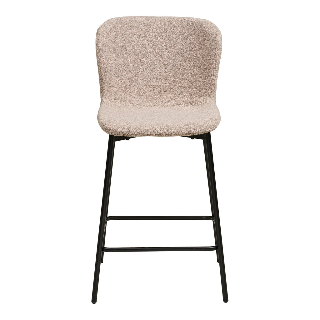 Scaun pentru blat de bucătărie, bouclé, bej, picioare negre, HN1239