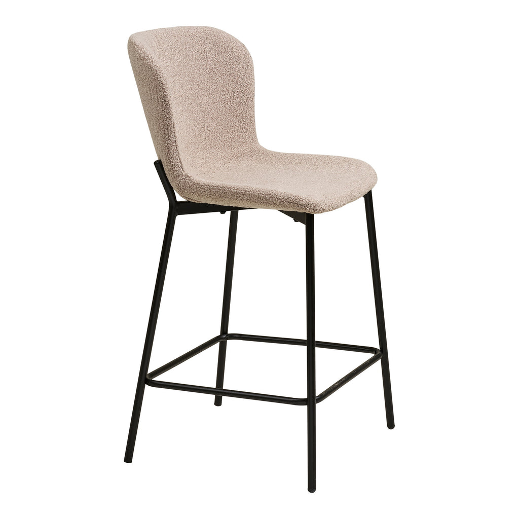 Scaun pentru blat de bucătărie, bouclé, bej, picioare negre, HN1239
