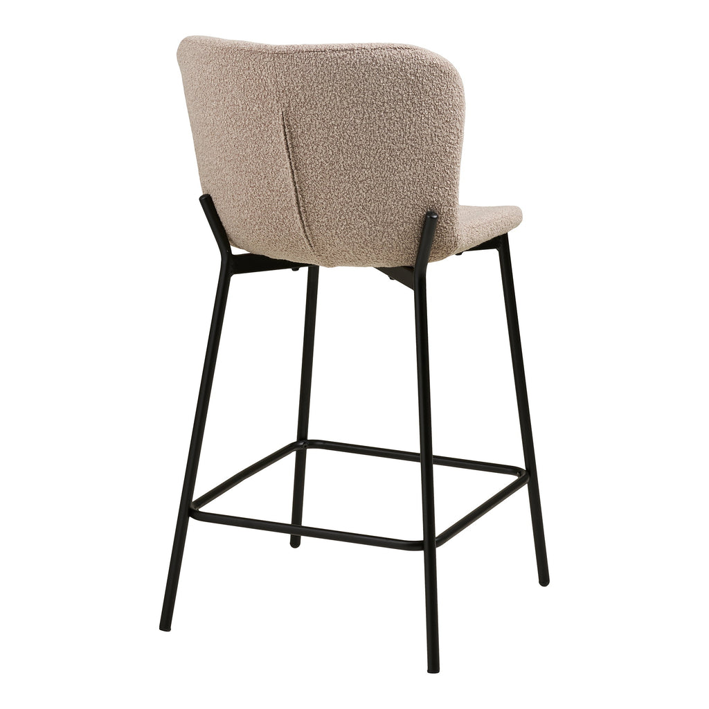 Scaun pentru blat de bucătărie, bouclé, bej, picioare negre, HN1239