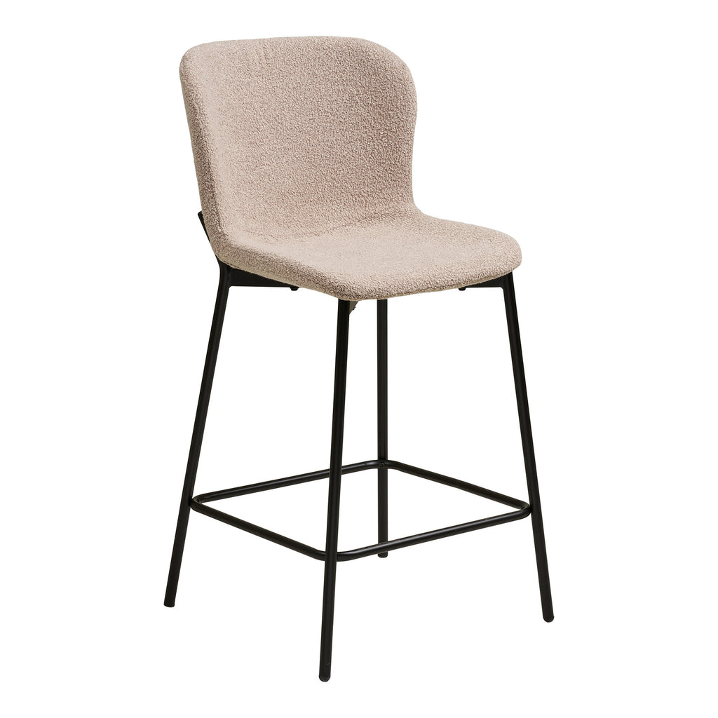 Scaun pentru blat de bucătărie, bouclé, bej, picioare negre, HN1239