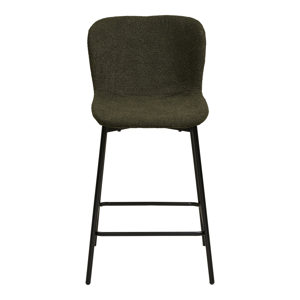 Scaun pentru blat de bucătărie, bouclé, verde, picioare negre, HN1241