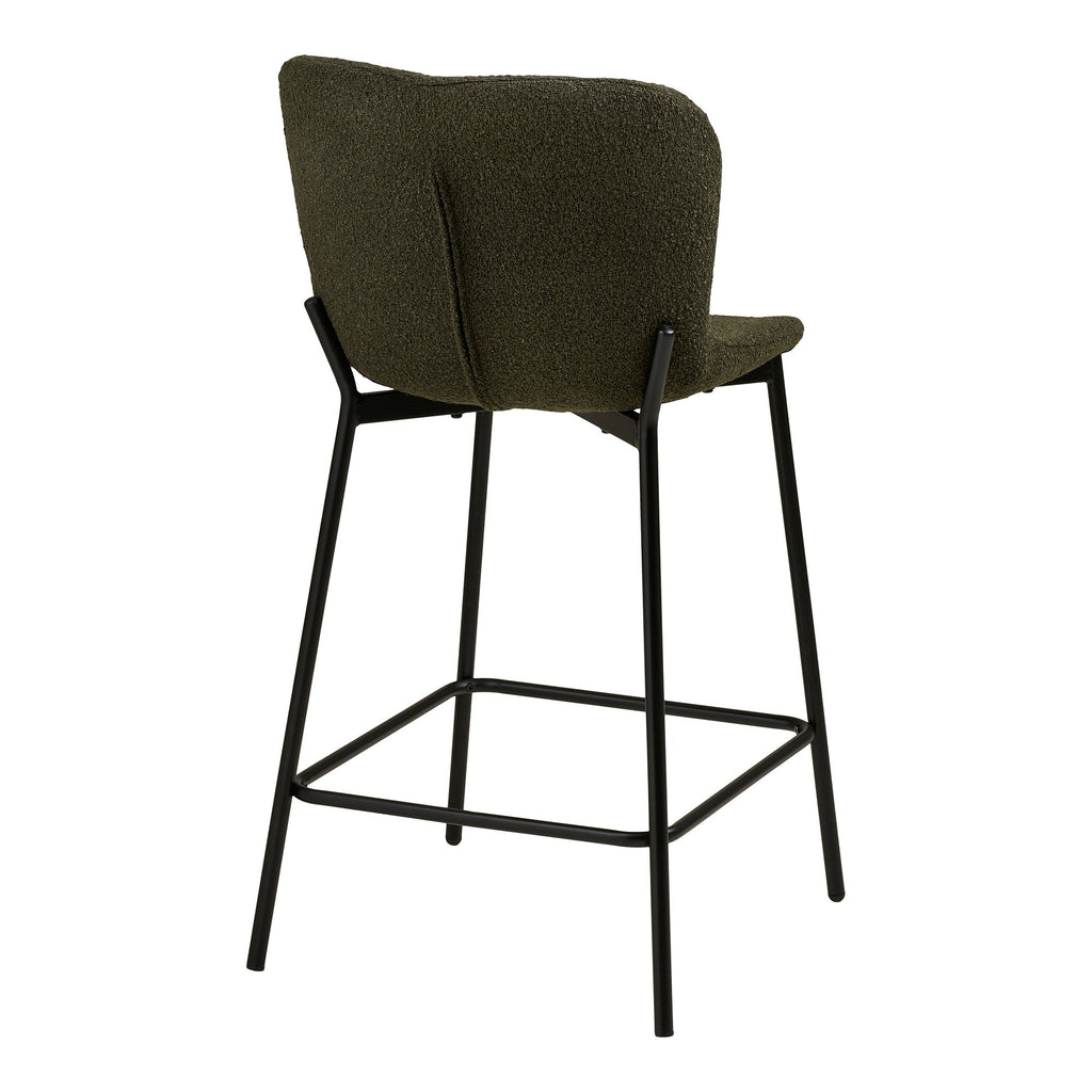 Scaun pentru blat de bucătărie, bouclé, verde, picioare negre, HN1241