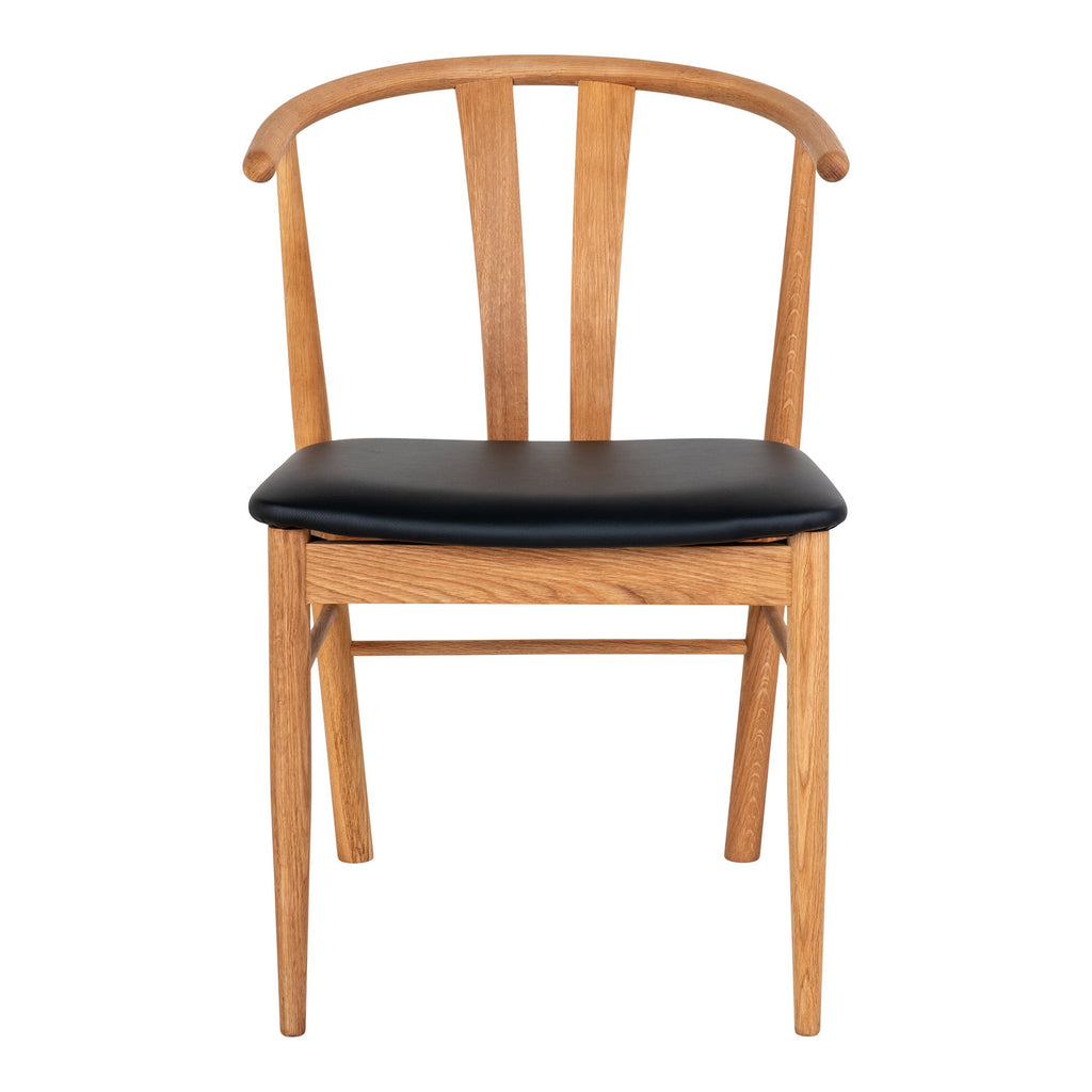 Scaun de dining, lemn de stejar, șezut din piele sintetică PU, natur/negru, HN1219