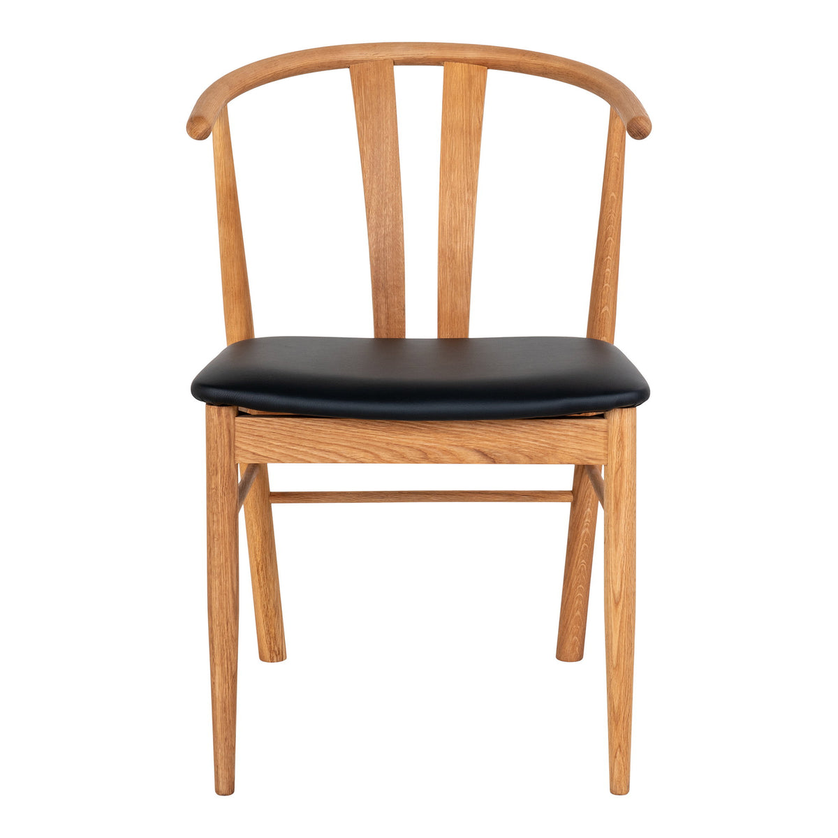 Scaun de dining, lemn de stejar, șezut din piele sintetică PU, natur/negru, HN1219