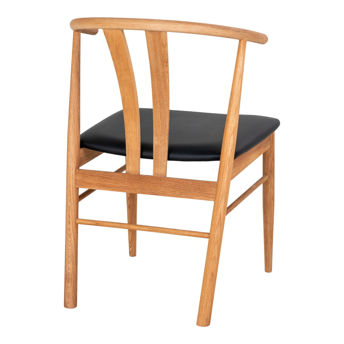 Scaun de dining, lemn de stejar, șezut din piele sintetică PU, natur/negru, HN1219