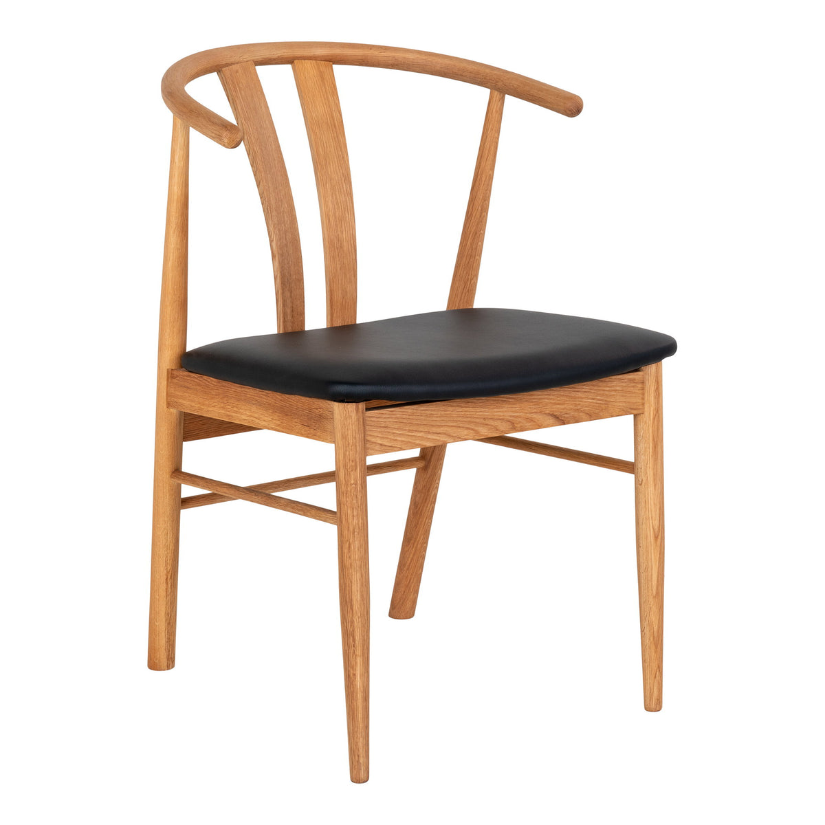 Scaun de dining, lemn de stejar, șezut din piele sintetică PU, natur/negru, HN1219